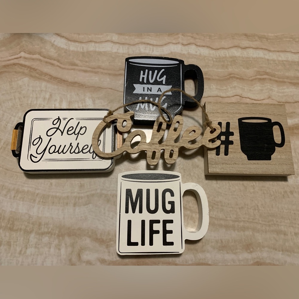 [5x$25] ⭐️ Set Coffee Station Mini Signs Mug Life Target Decor Wall Art Bundle